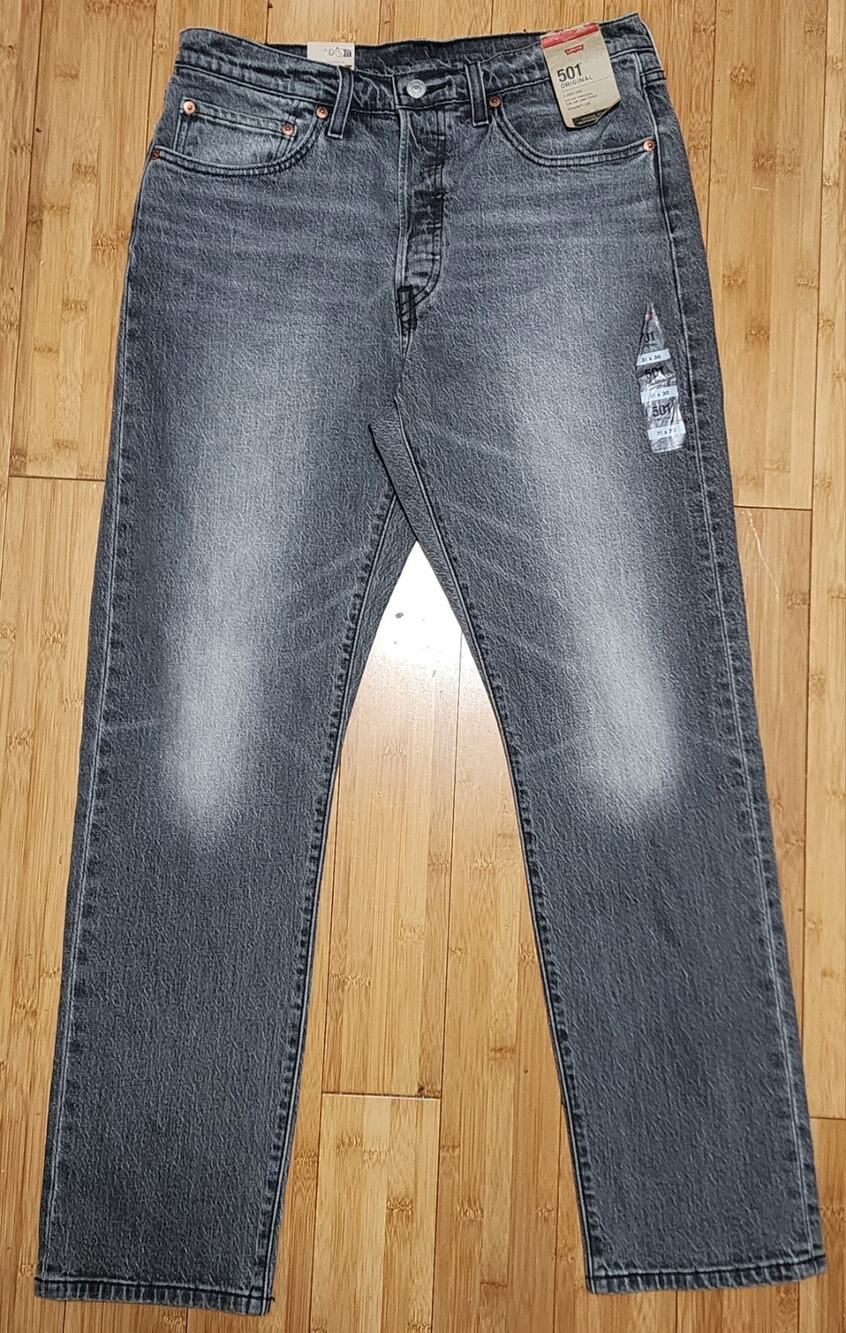 Levis 501 Original Women 31x30 Straight Leg High Rise Button Fly Gray Casual NWT